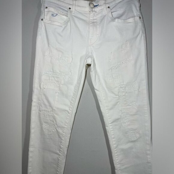 Jacob Cohen Made in Italy White Distressed Straight Leg Jean size 25 - Picture 2 of 11